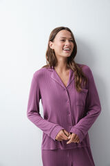 Women'secret Pijama larga camisera granate morado/lila