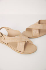 Womensecret Sandalias planas cruzadas arena café