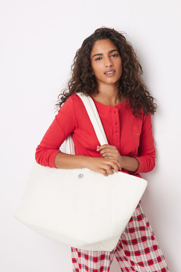Womensecret Bolsa blanca nylon acolchado marfil