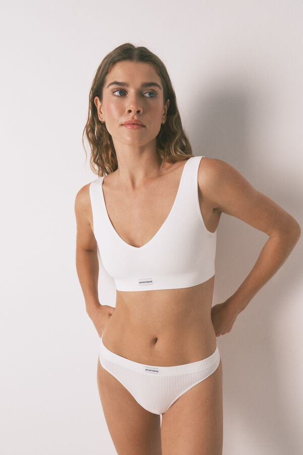 Womensecret LOVELY top sin costuras costuras de canalé color marfil marfil