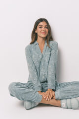 Womensecret Pijama camisera largo de jacquard floral verde verde