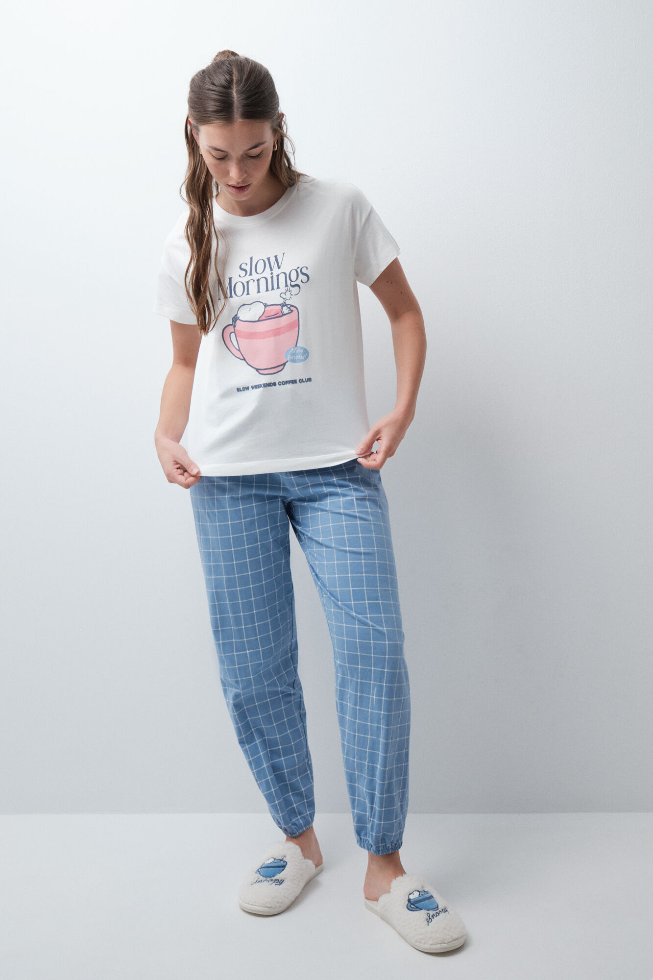 Women'secret Pijama larga de manga corta de algod&oacute;n Snoopy