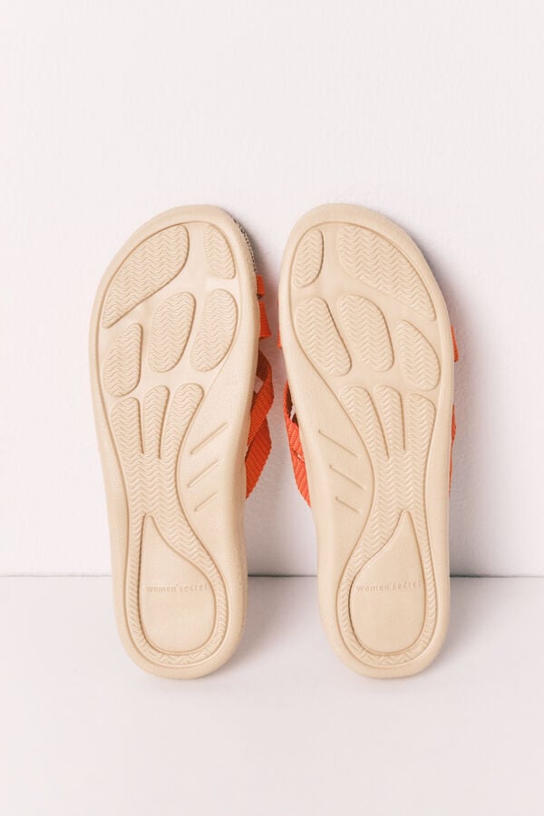 Women'secret Sandalias de rafia de tiras naranjas naranja