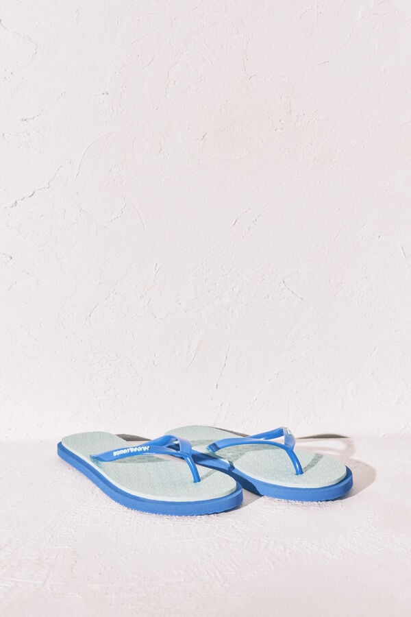 Women'secret Chanclas de dedo con textura floral azul verde
