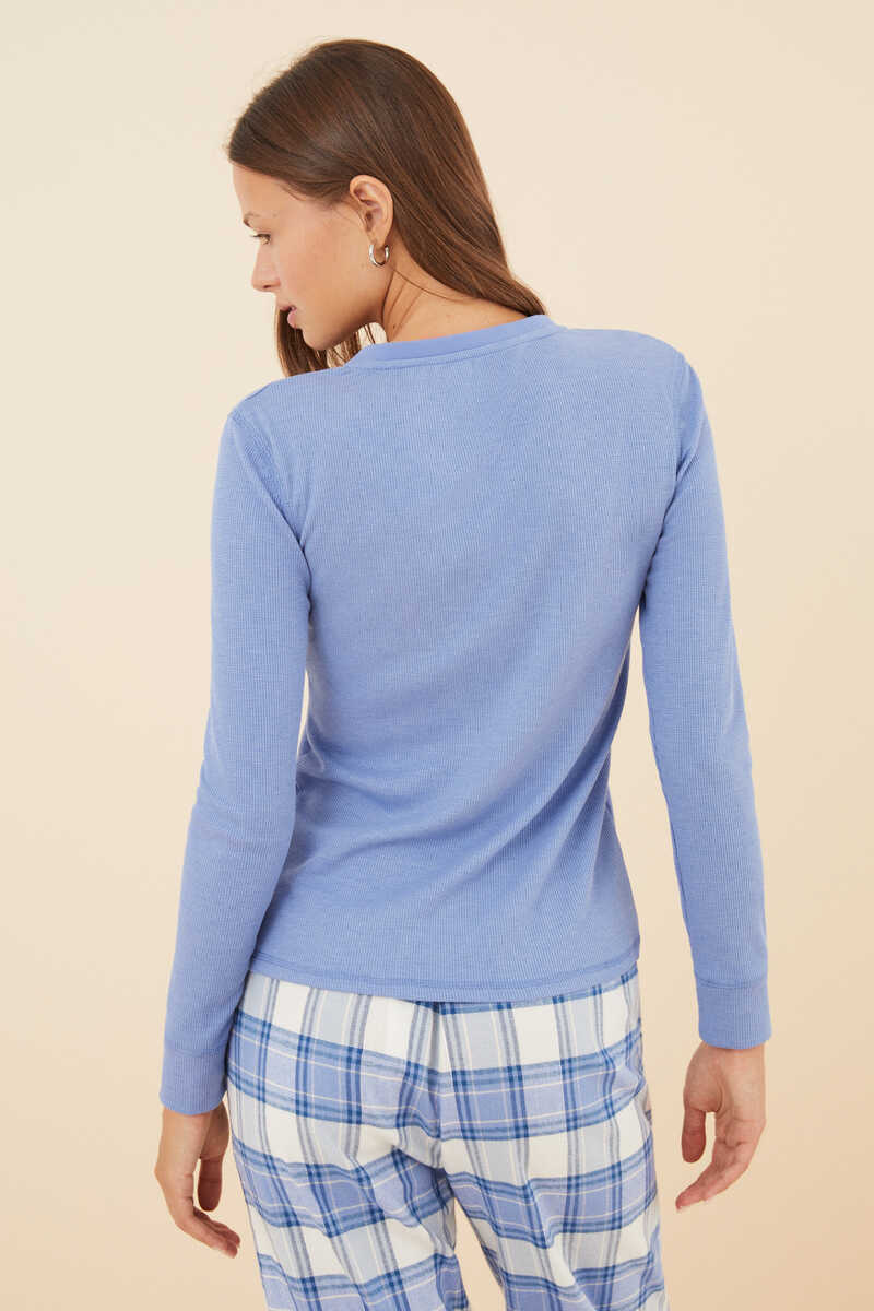 Womensecret Camiseta con tejido estilo waffle azul azul