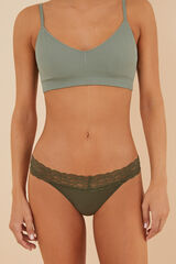 Womensecret Tanga canalé encaje verde kaki