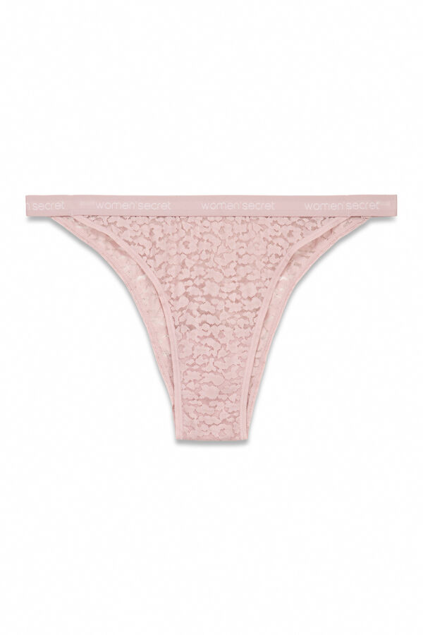 Women'secret Panty brasileño con estampado animal rosa  rosa