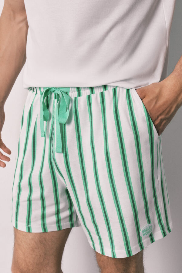 Women'secret Pijama corta de hombre de algod&oacute;n SmileyWorld&reg; marfil