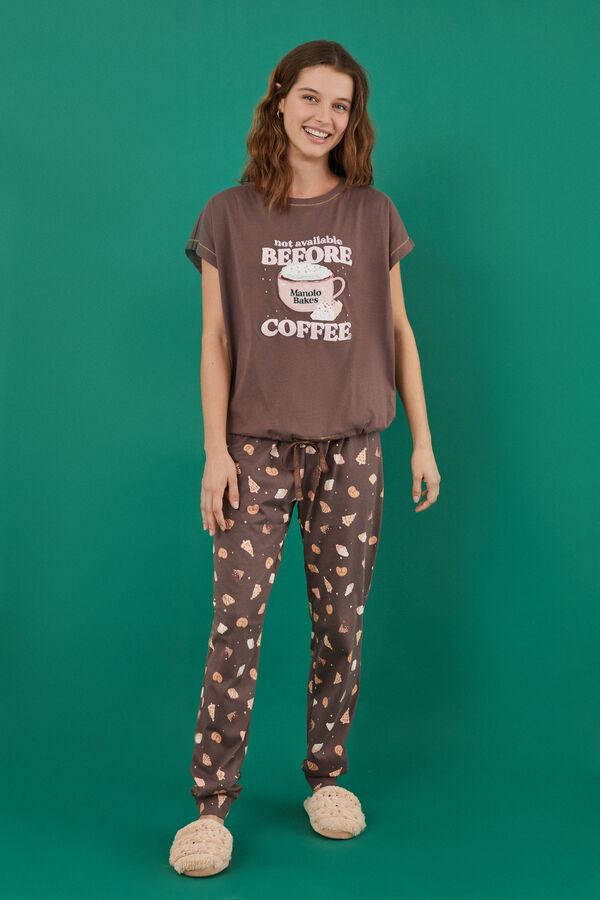 Womensecret Pijama 100% algodón Manolo Bakes café