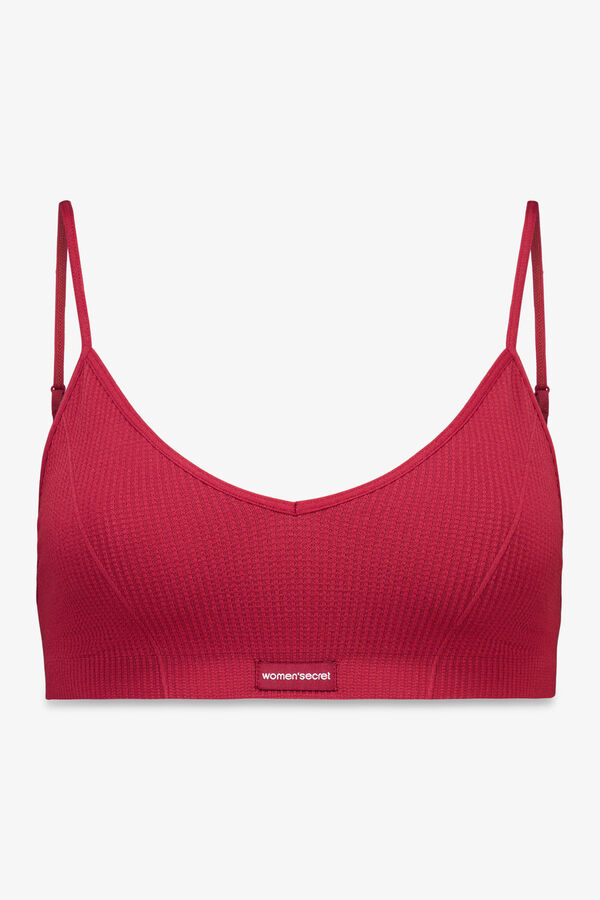 Women'secret Top triangular a cuadros granate NATURAL púrpura