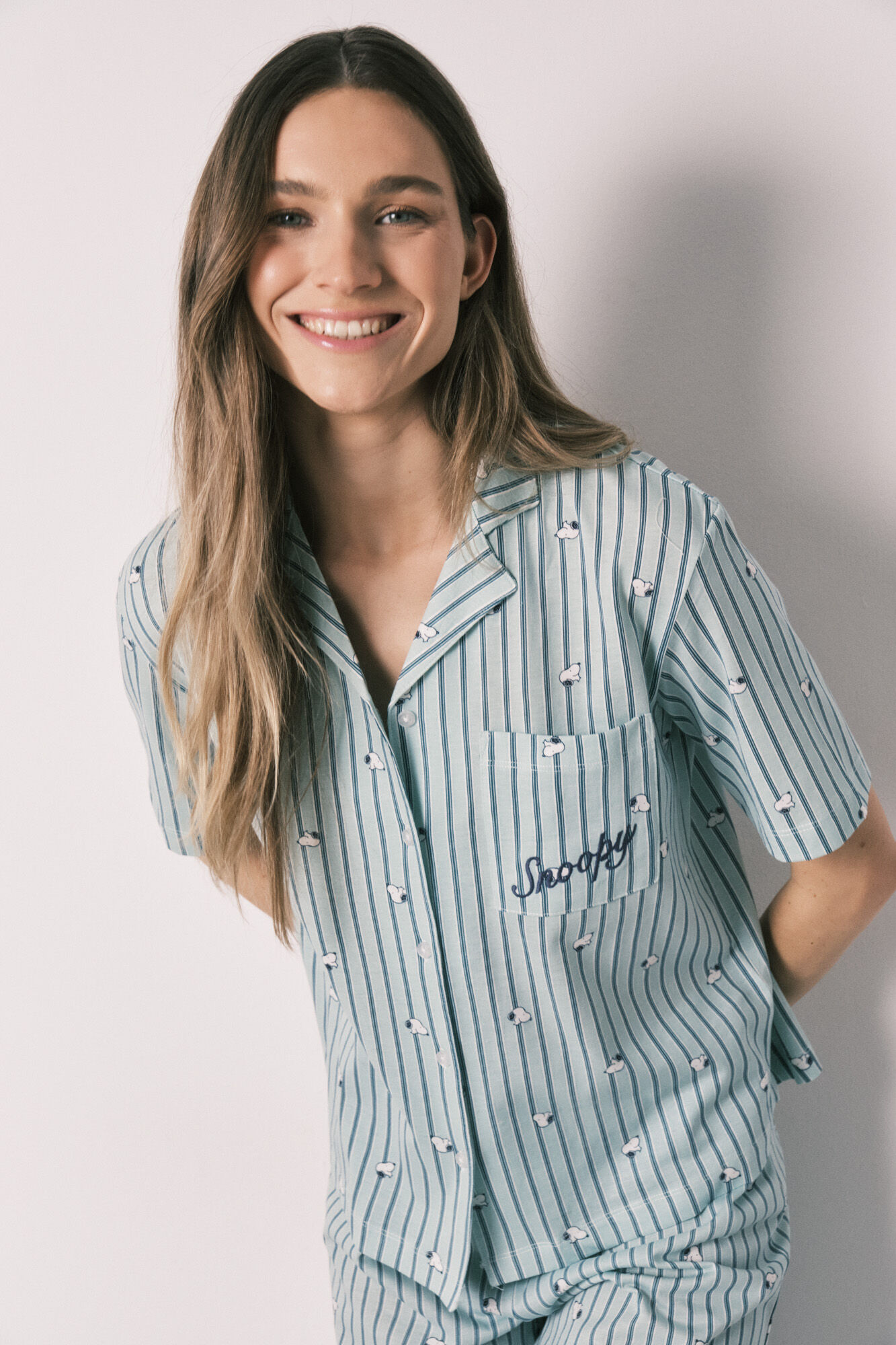 Women'secret Pijama camisera Snoopy de algod&oacute;n verde