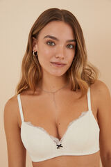 Womensecret Brasier push up triangular encaje blanco marfil