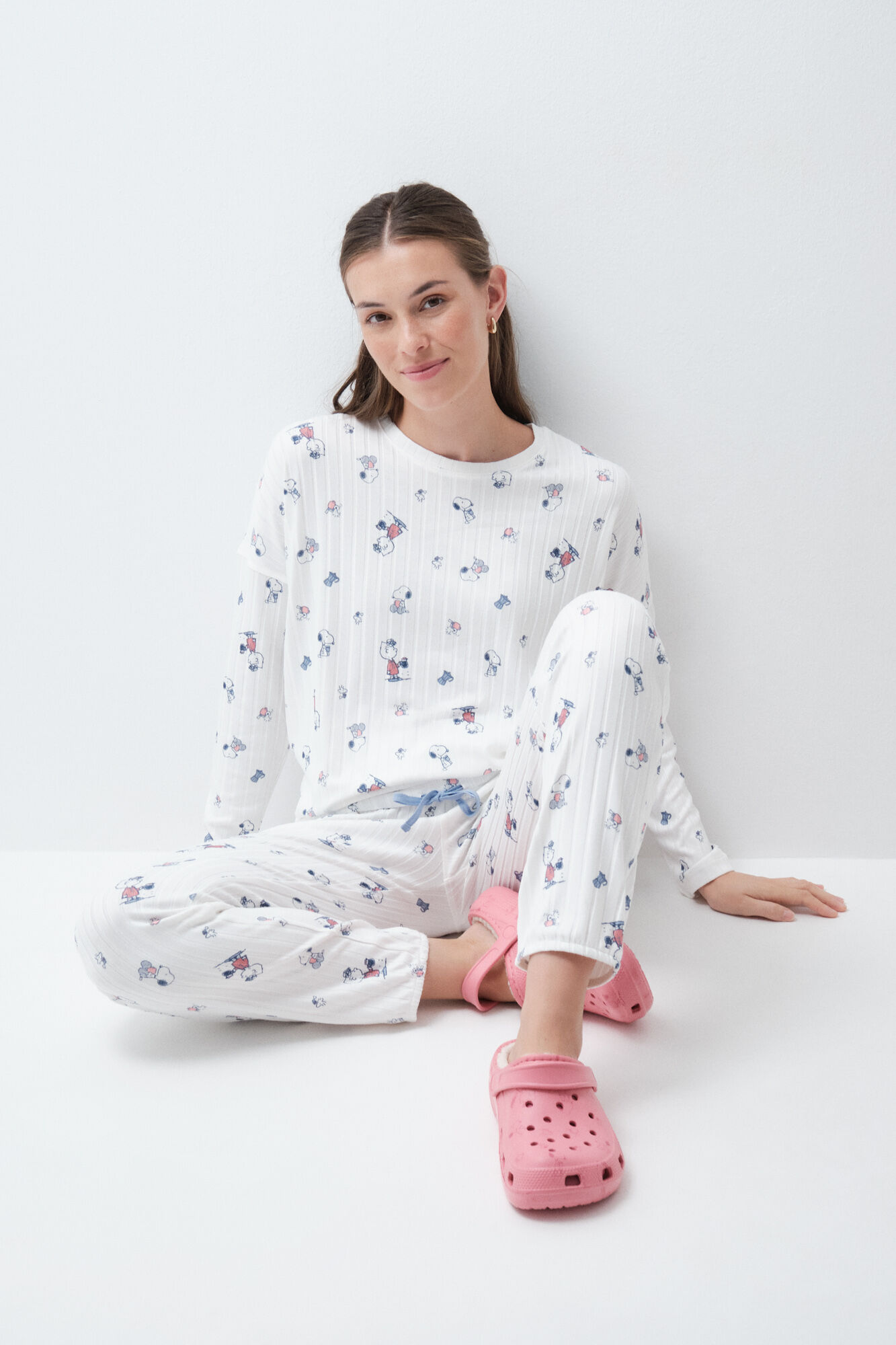 Women'secret Pijama larga blanca Snoopy