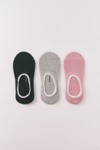 Women'secret Pack 3 calcetines invisibles con logo blancos