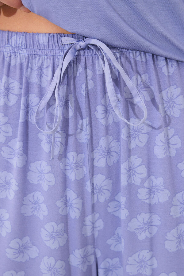 Womensecret Pijama capri de manga corta de viscosa azul azul