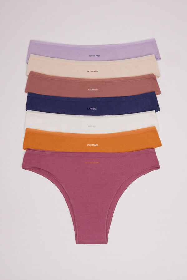Womensecret Pack 7 panties brasileños algodón mensaje blanco