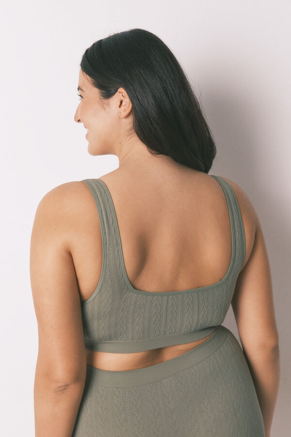 Women'secret Brasier top seamless tricot verde kaki