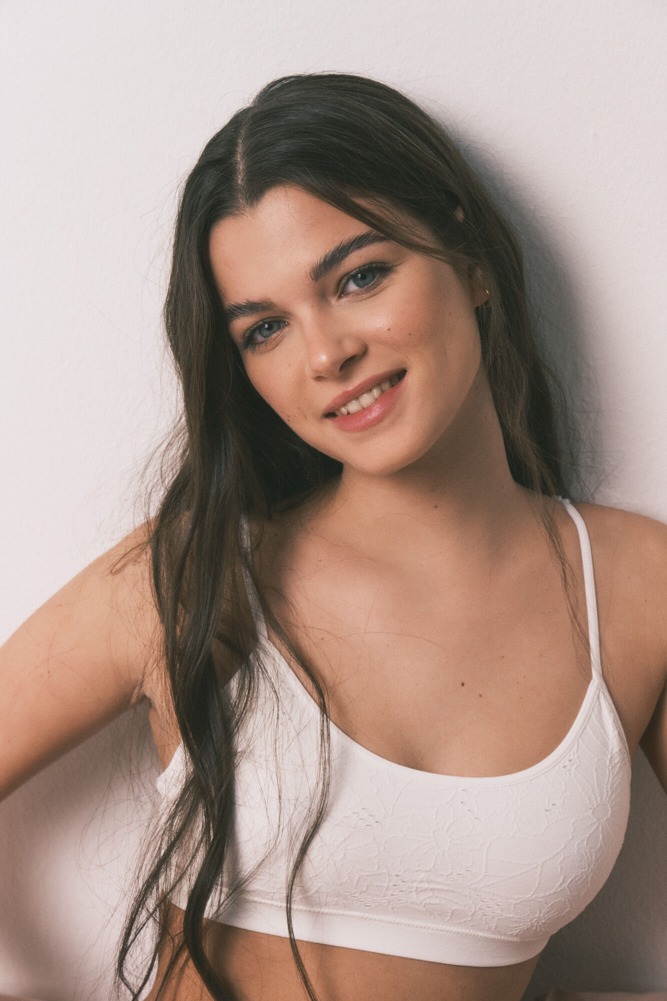 HI&BYE Brasier top sin costuras floral blanco