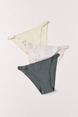 Women'secret Pack de 3 panties cl&aacute;sicas de algod&oacute;n con logo multicolor