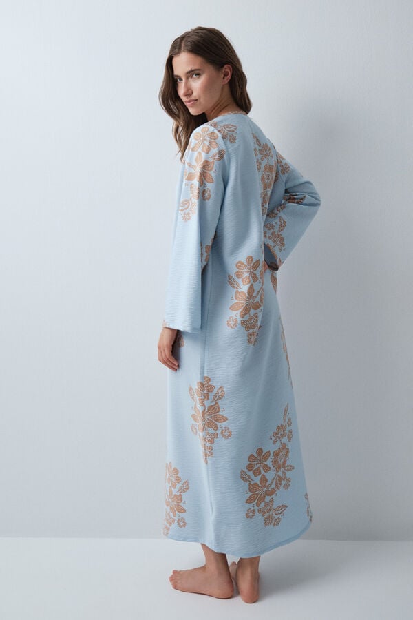 Women'secret Vestido caft&aacute;n de viscosa estampado floral azul azul
