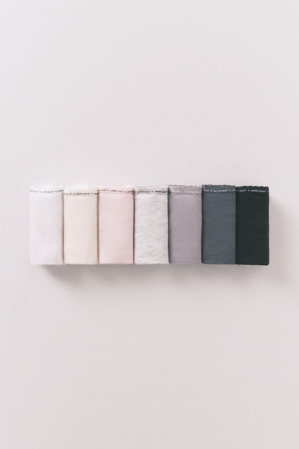 Women'secret Pack de 7 panties clásica de algodón neutro con logo blanco