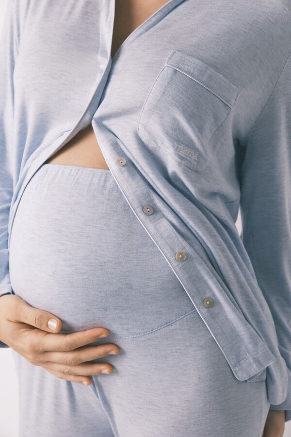 Women'secret Pijama camisera larga maternity extra suave azul azul