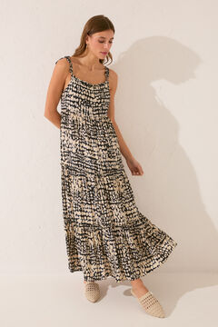 Womensecret Vestido largo negro volantes negro