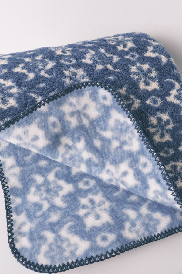 Women'secret Manta de forro polar sherpa con estampado floral azul  estampado