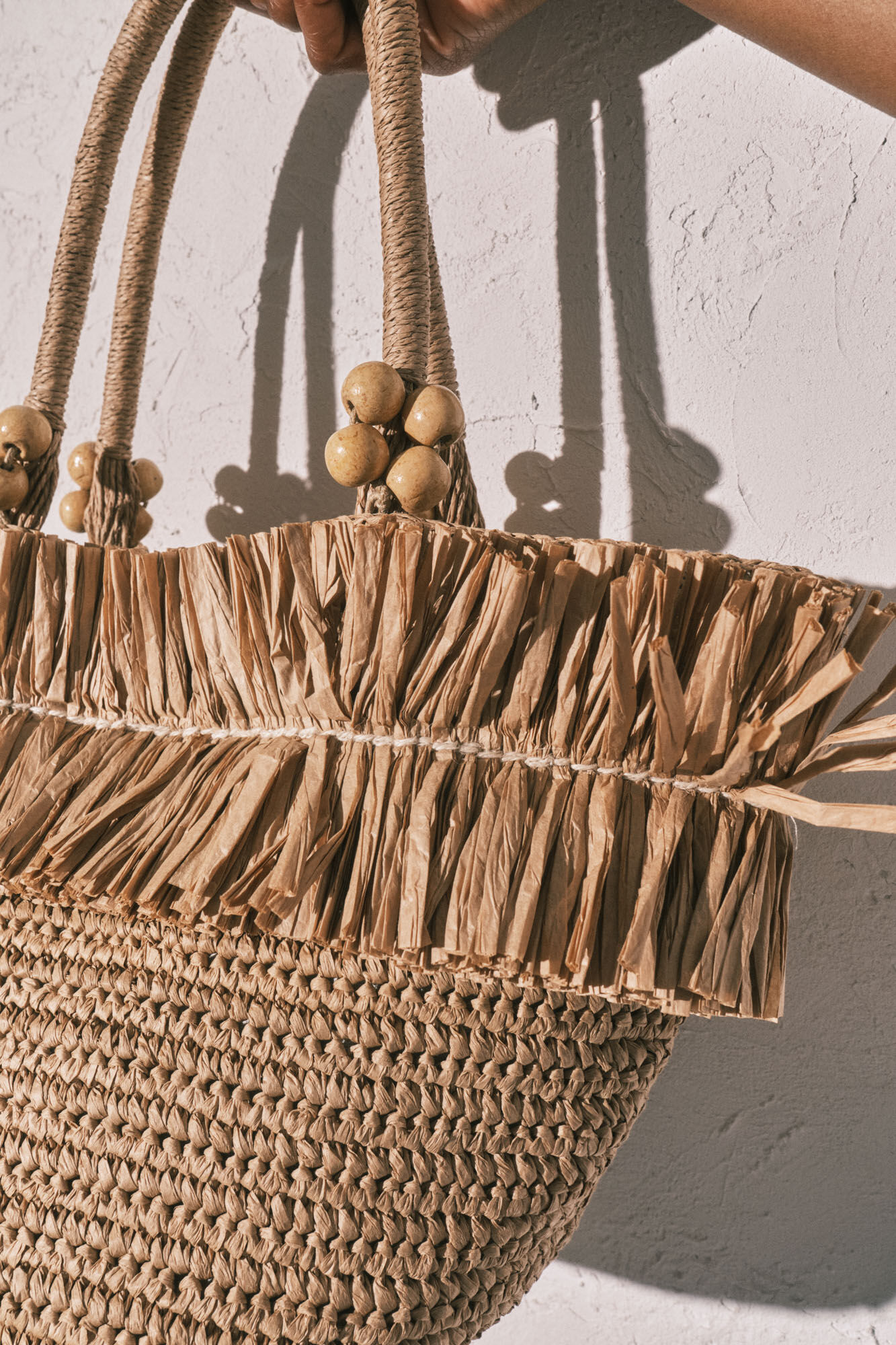 Women'secret Bolsa de playa mediana de rafia natural