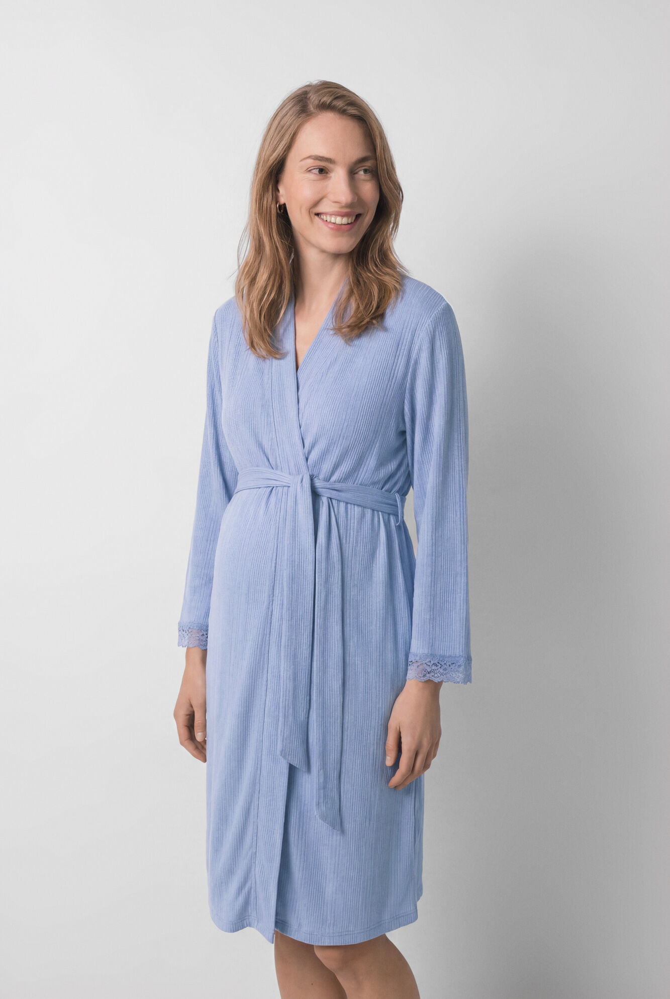Women'secret Bata midi con cintur&oacute;n azul