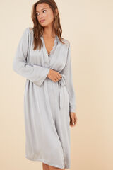 Womensecret Bata larga satín plateada gris