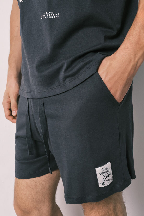 Women'secret Pijama corta de hombre de algod&oacute;n navy negro