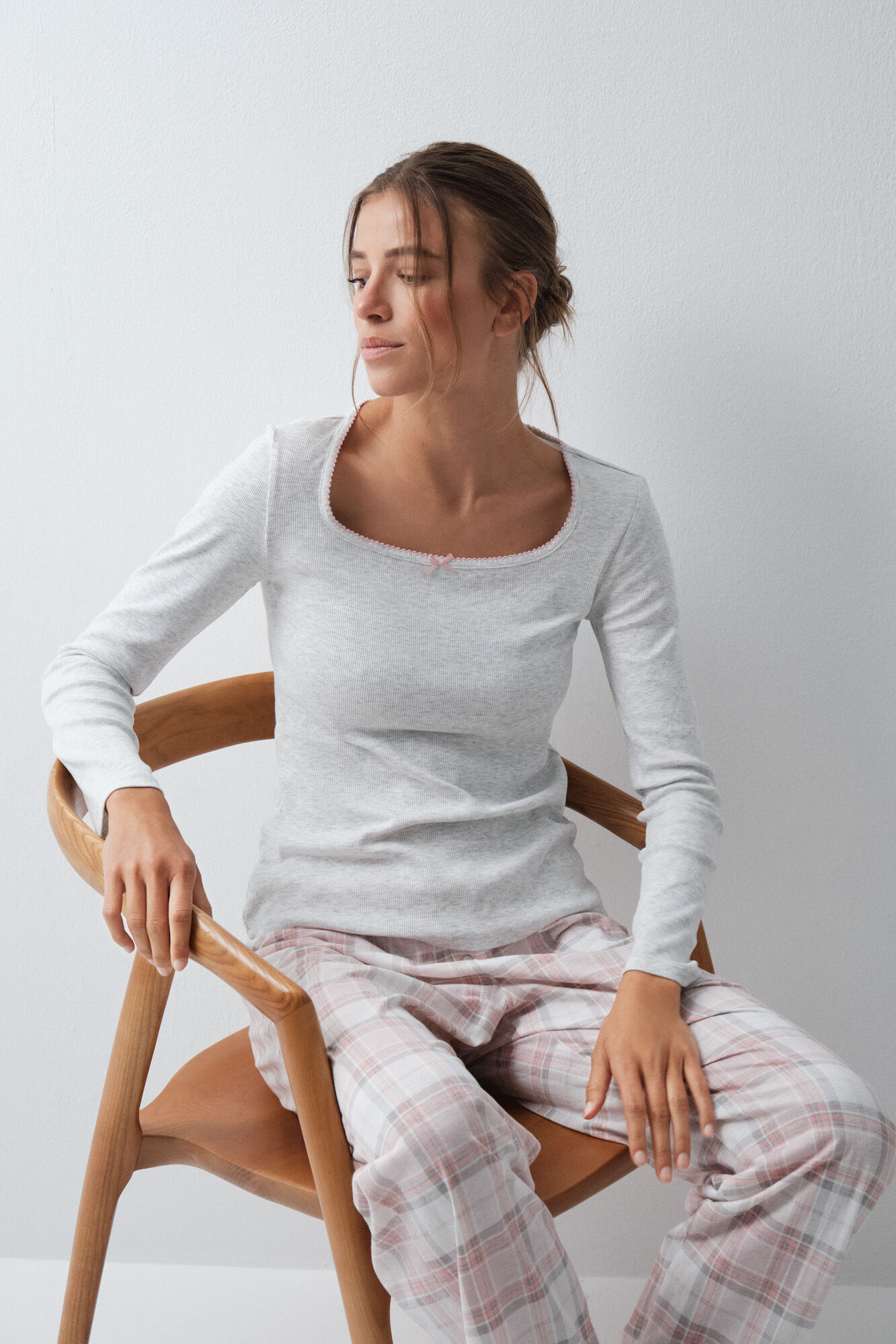 Women'secret Pijama larga de algod&oacute;n a cuadros