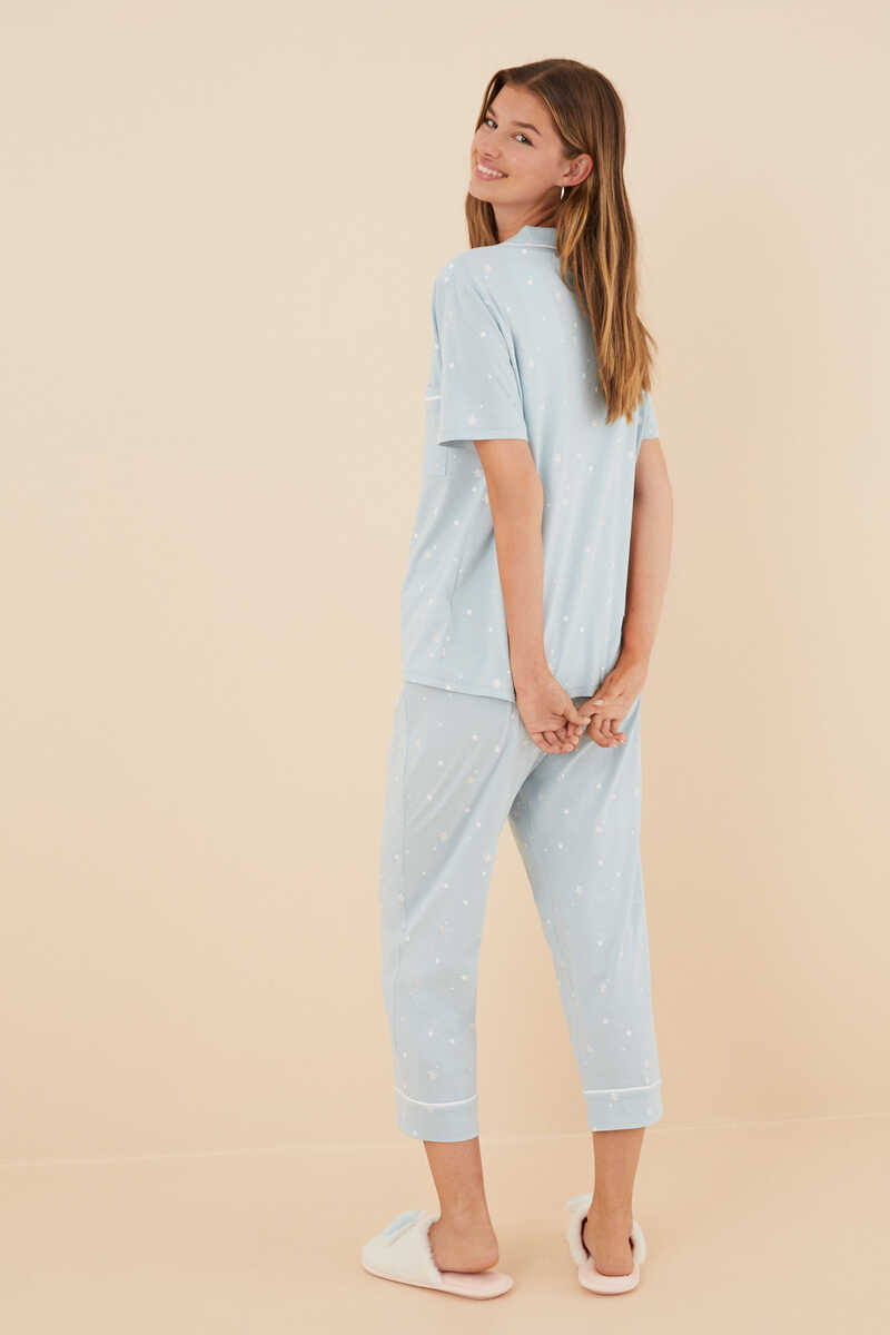 Womensecret Pijama camisera 100% algodón estrellitas azul azul