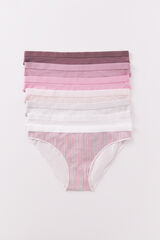 Women'secret Pack de 7 panties clásica de algodón con estampado rosa blanco