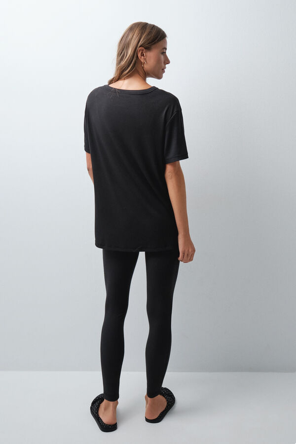 Women'secret Pijama larga playera legging negro negro