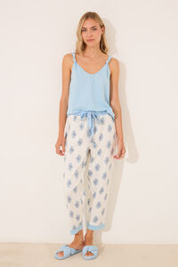 Womensecret Pijama Capri 100% algodón paisley azul azul
