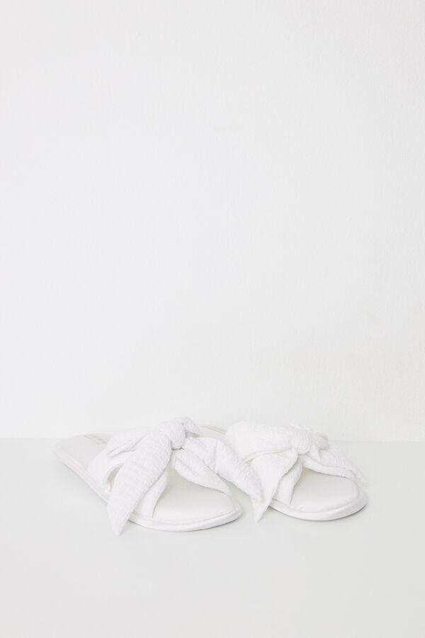 Womensecret Pantuflas casa satín lazo marfil