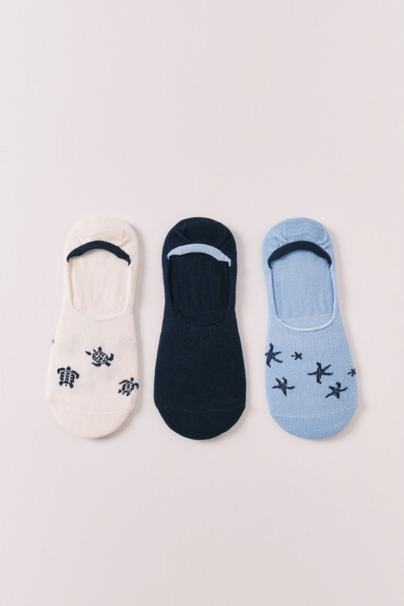 Women'secret Pack 3 calcetines invisibles estampados marinos azul