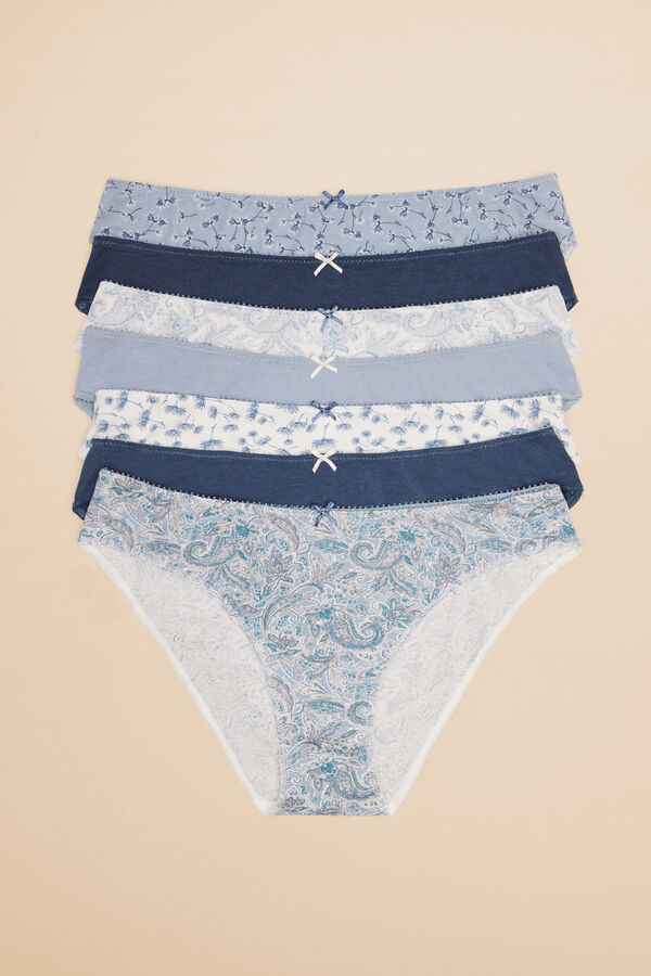 Womensecret Pack 7 panties algodón boho gris verde