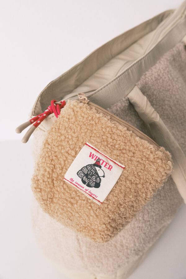 Women'secret Bolsa grande beige acolchado de Snoopy, bolsa gris