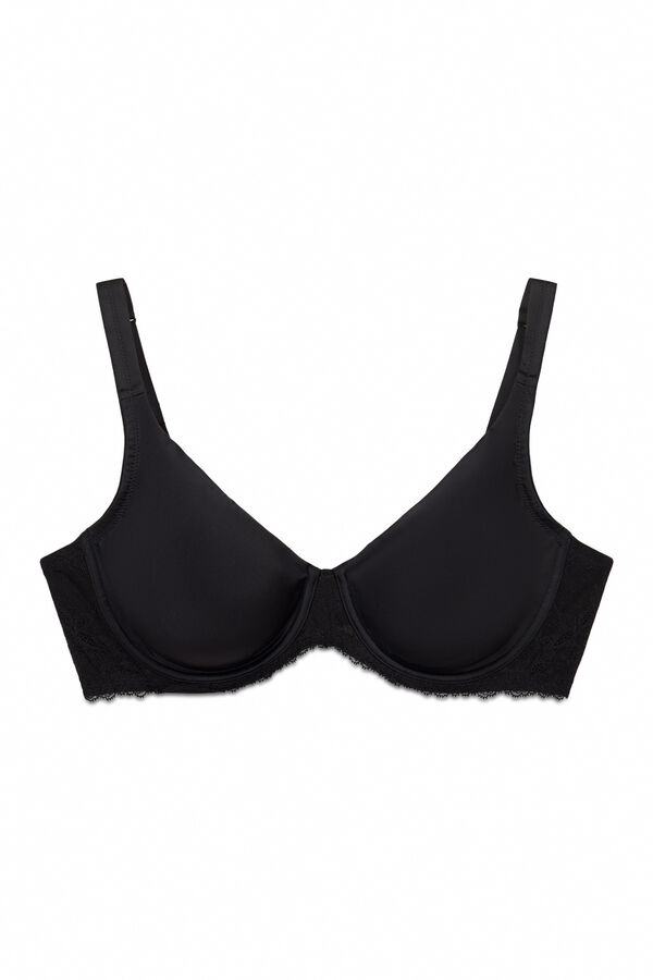 Women'secret Brasier reductor de microfibra y encaje negro REAL negro