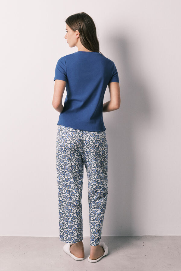 Women'secret Pijama capri de algod&oacute;n estampado azul estampado