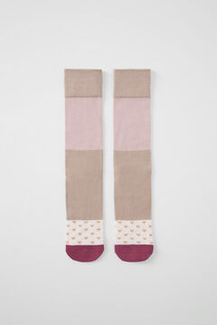 Womensecret Calcetines largos bloques café y rosa rosa