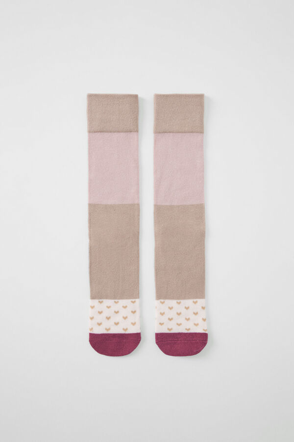 Womensecret Calcetines largos bloques café y rosa rosa