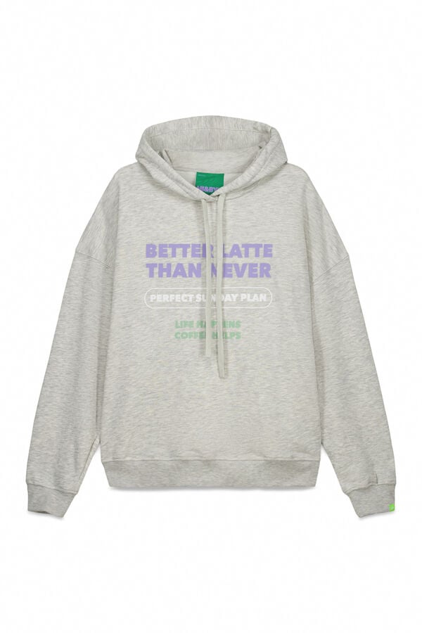 HI&BYE Sudadera con capucha de algod&oacute;n felpa gris gris