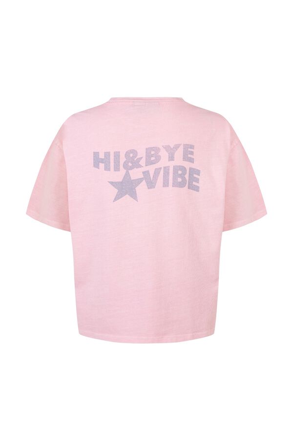 HI&BYE Playera de manga corta de algod&oacute;n rosa rosa
