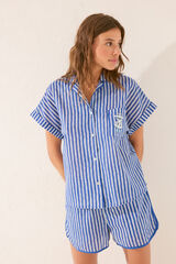 Womensecret Pijama camisera de rayas azules estampado