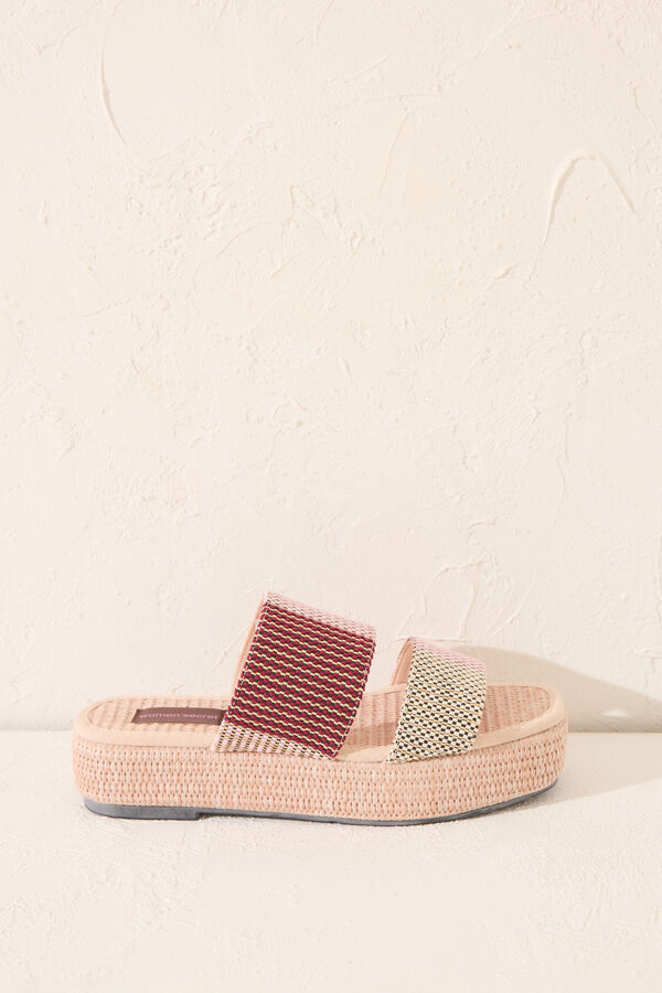 Womensecret Chanclas de plataforma de rafia multicolor blanco