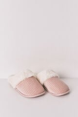 Women'secret Pantuflas para casa de pelo de lurex rosa rosa